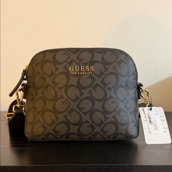 Guess Handbags - GUESS Monogram Black and Gray Crossbody Bag